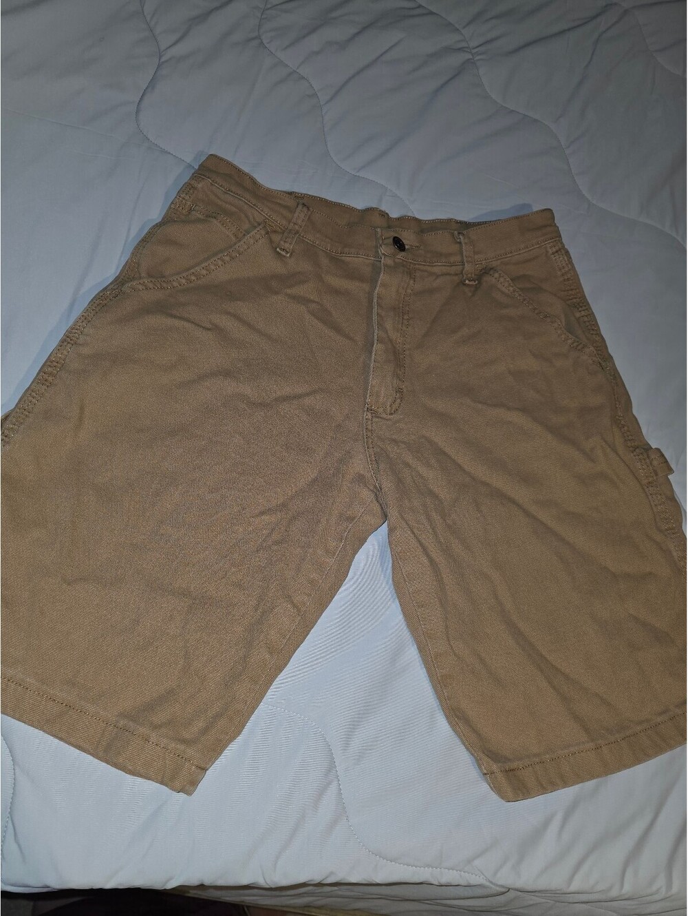 Wrangler Shorts Mens 30 Dark Khaki Carpenter Utility Pockets Work Hammer Loop